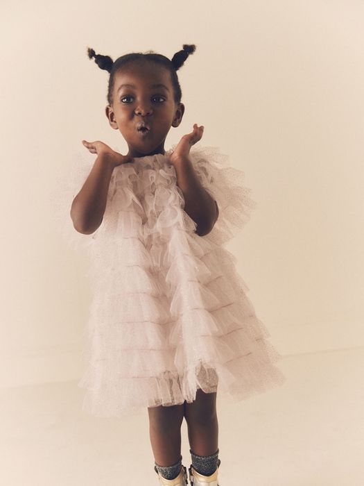 Детска рокля Next сребриста