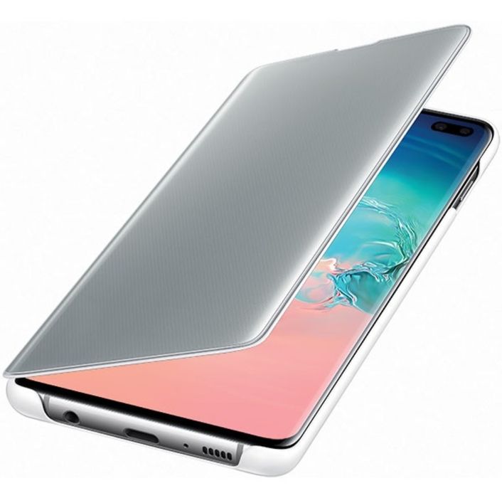 Husa flip smart activa originala Samsung Clear View Cover Galaxy S10+ S10 Plus G975 alb/white