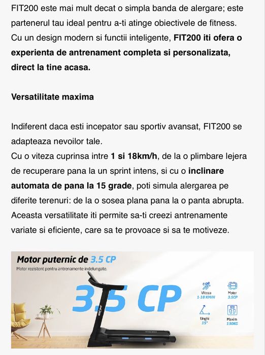 Banda alergat GO4FIT FIT200 3.5 cp