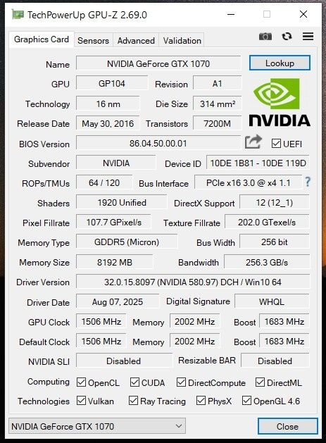 Видеокарта GeForce GTX 1070 inno 3D