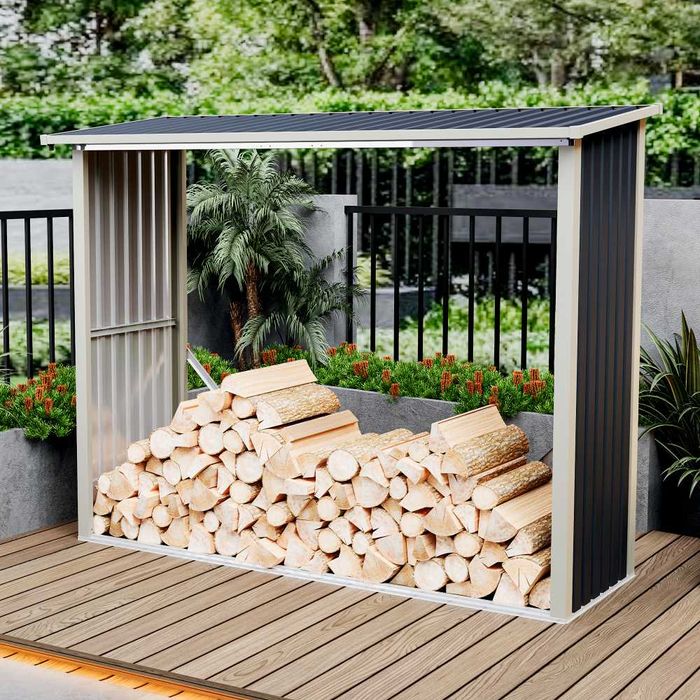 Magazie de lemne pentru depozitare ideala din metal 242x89x190 cm