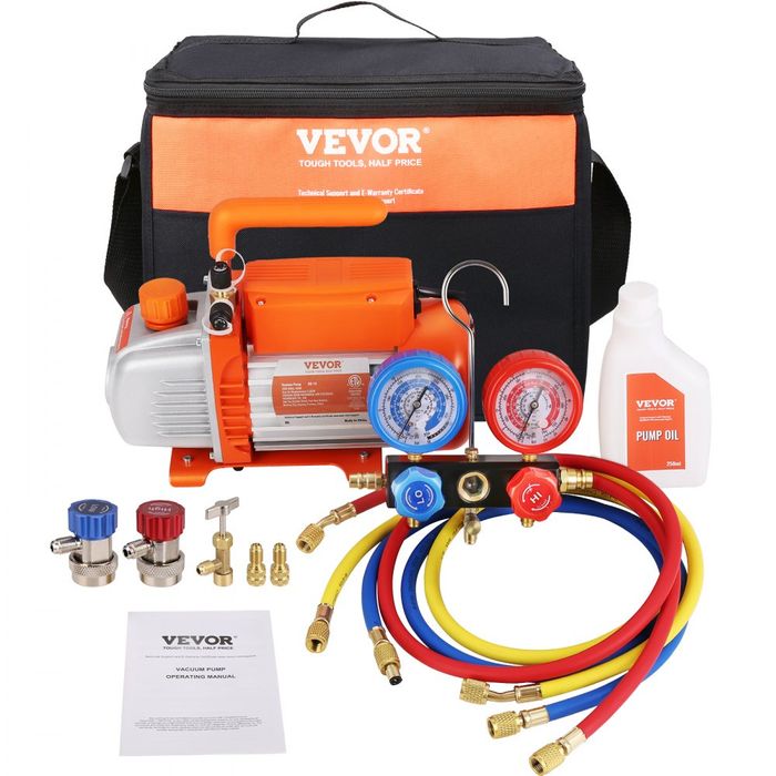Pompa Vacuum și Set Manometru AC 0.26 KW, R134a/R410a