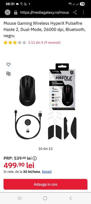 Mouse NOU GAMMING HASTE2 60g Wireless Bluetooth