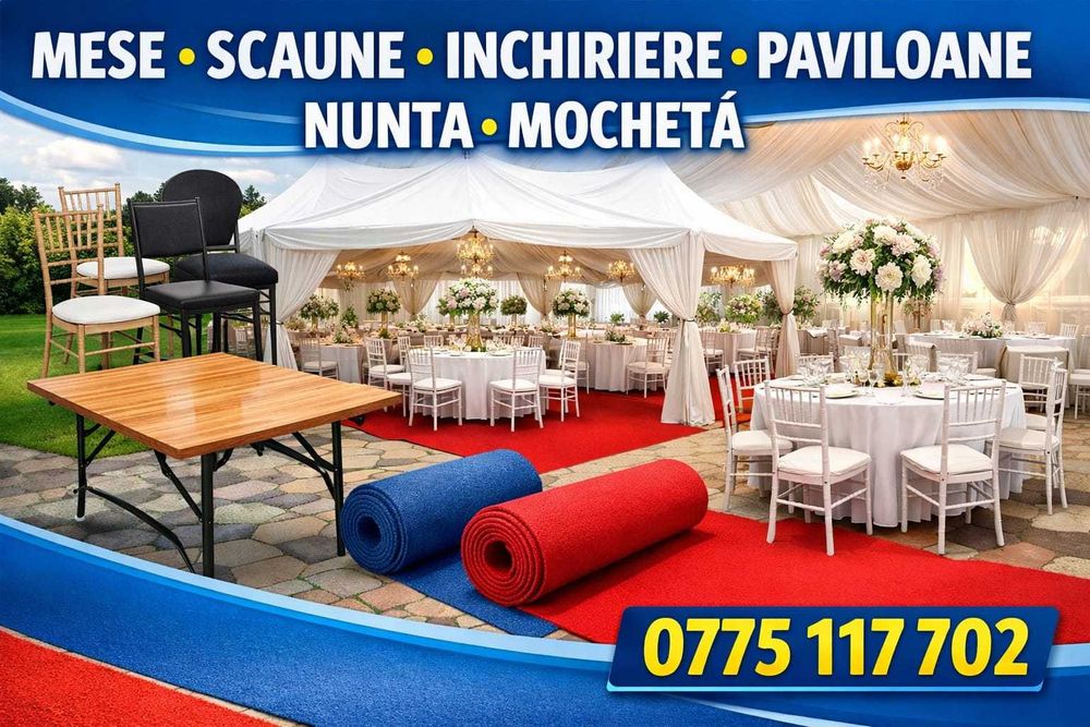 Corturi de Închiriat + Mese, Scaune, Veselă și Pahare | Totul pentru Evenimentul Tău!