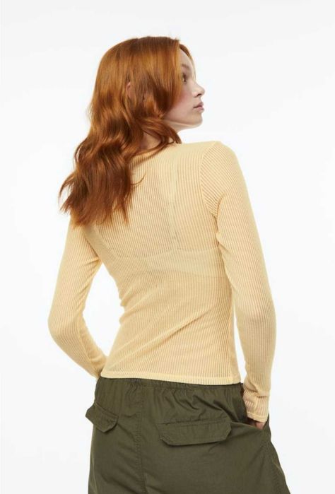 Къс потник с пайети НМ/ Прозрачна блуза H&M/ Плетен потник H&M