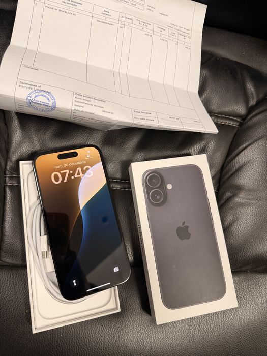 Apple iphone 16 black 128gb nou neverlocked garantie 2 ani cu acte