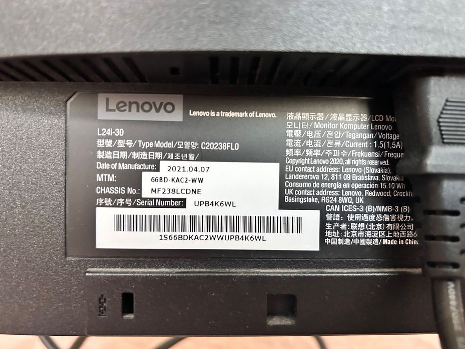 Lenovo Monitor (As New) - C20238FLO