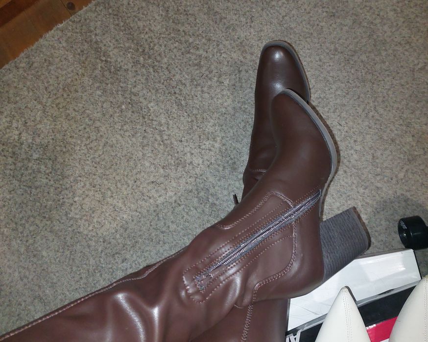 Кафяви дълги ботуши jenny fairy НОВИ