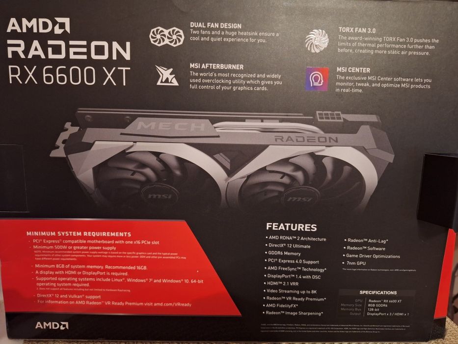AMD Radeon RX 6600 XT 8GB  MSI MECH