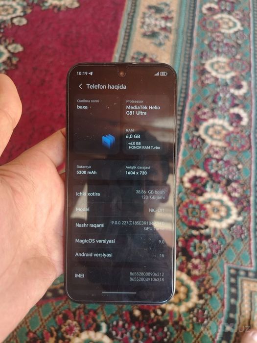 Honor x 6 c 6/128 haloti ideal rangi qora narxini kelishamiz  pul zarl