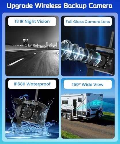 Безжична камера за заден ход 7" IPS монитор 4 камери HD нощно виждане