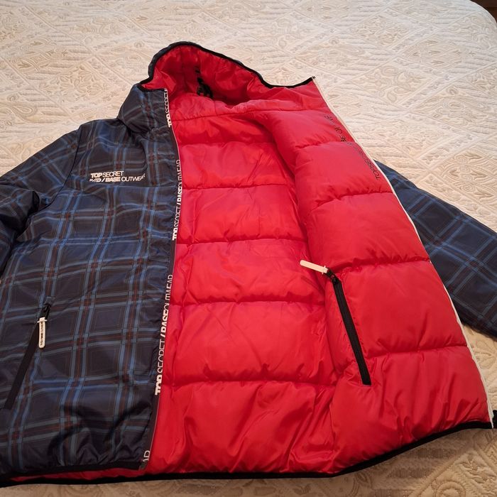 Модерно мъжко зимно яке с две лица и качулка