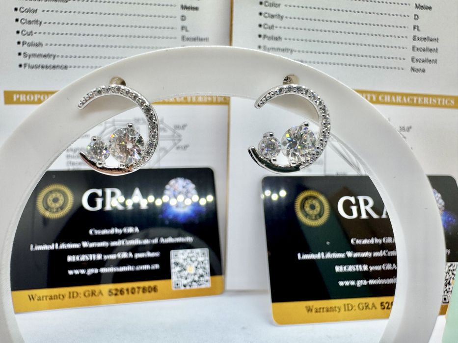 Сребърни обеци с мойсанит (Диамант) 0.8 карата