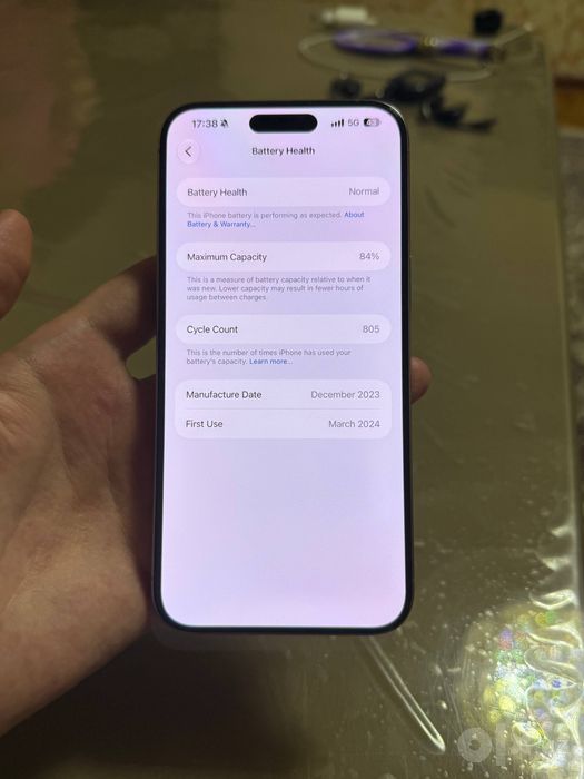 Iphone 15 pro max 256g 84% yomkost 620$