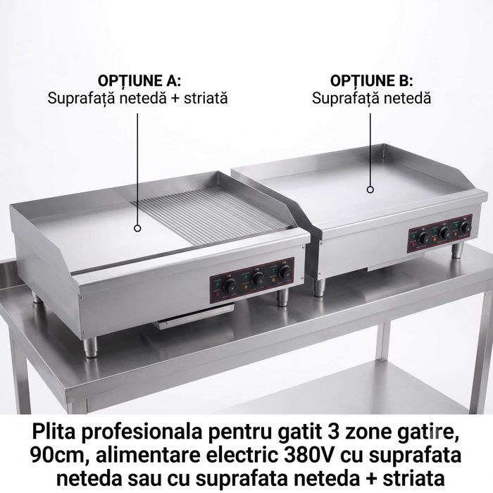 Plita profesionala gatit 380V 3 zone neteda sau neted si striat
