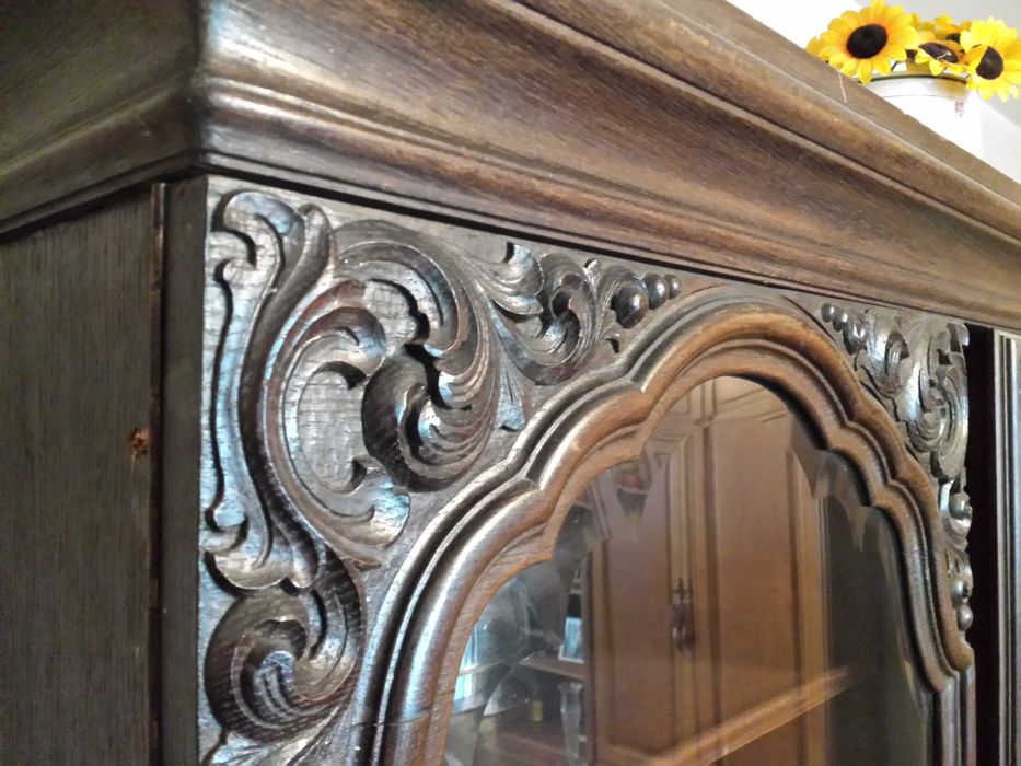 Biblioteca lemn masiv, sculptat