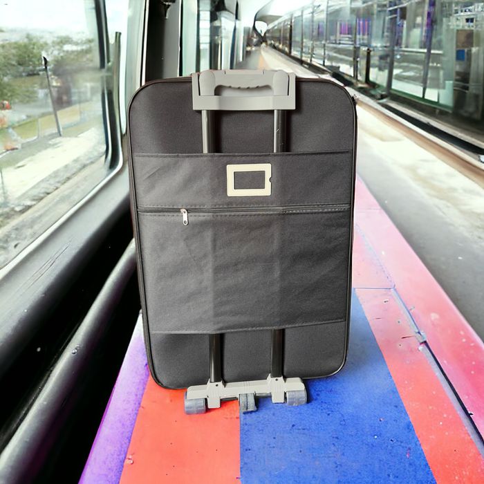 Пътнически куфар за багаж 78x57x27см текстилен разширител 5см 3 колела