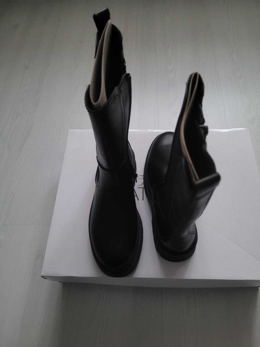 CATWALK Cizme Chelsea Negru cu Bleu, Fermoar, Nr 36, NOU, Cutie