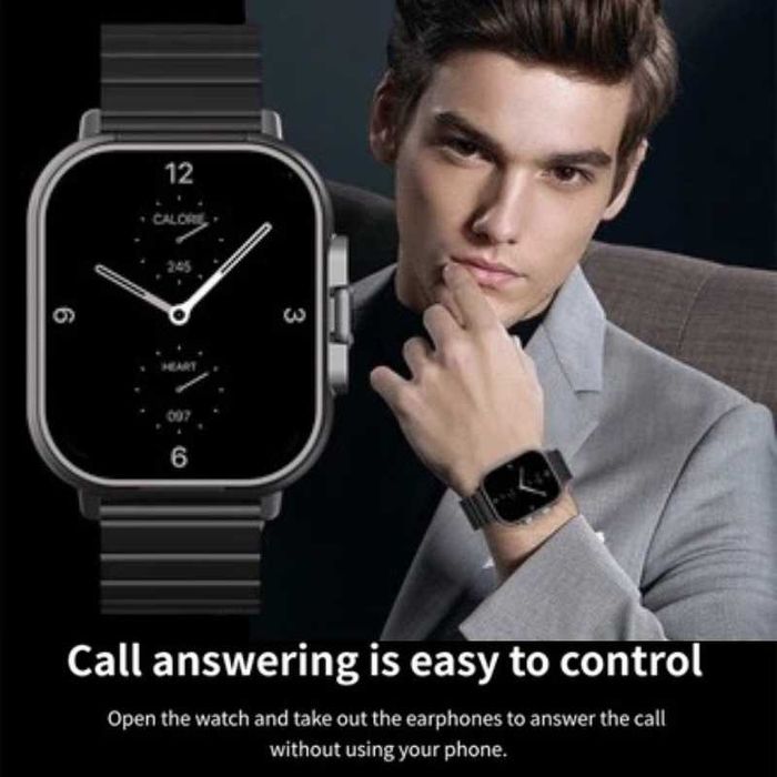 Ceas inteligent 2.01 inch, Casca Bluetooth, Tracker GPS, Monitorizare Ritm Cardiac, Monitorizare Sanatate, Casti, Player Muzical, Ceas Fashion