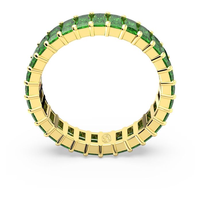 Swarovski Matrix ring Baguette cut, Green, 18K gold finish