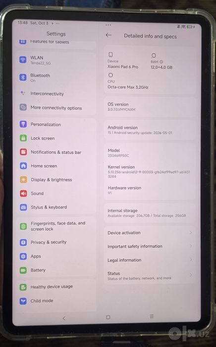 планшет xiaomi pad 6 pro 12/256 (blue)