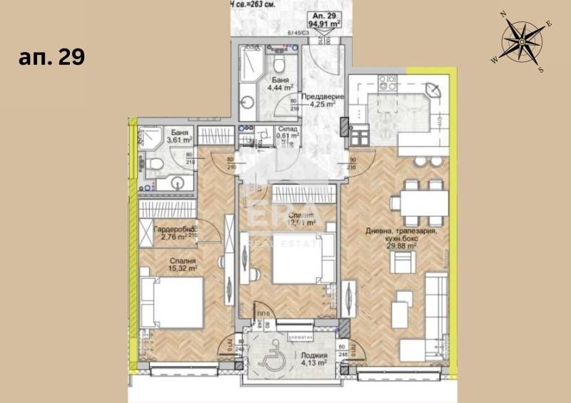 ЕРА Фаворит продава тристаен апартамент в сграда ново строителство в Л