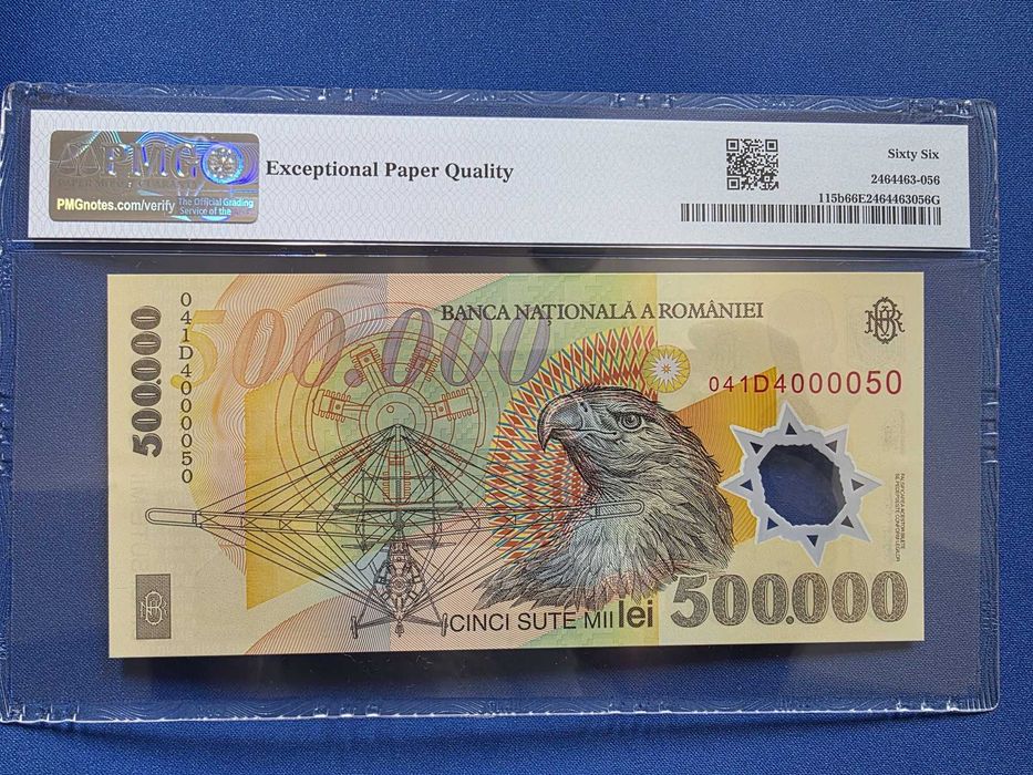 Bancnota 500.000 lei 2004 in grad PMG 66 & 65 EPQ