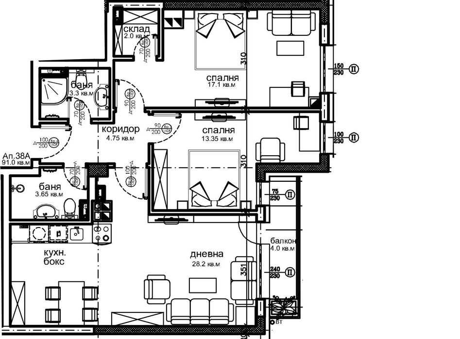 Предлагаме Ви тристаен апартамент в Красна поляна 2