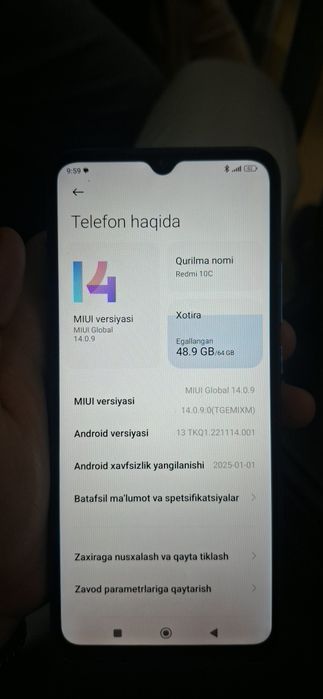 Redmi 10 c garantiya beriladi