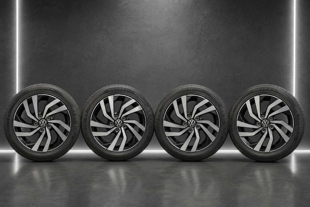 4 Jante Originale VW Golf 7 Golf 8 R16 + Anvelope VARĂ 205/55 R16 NOI Demo 5x112 ET46