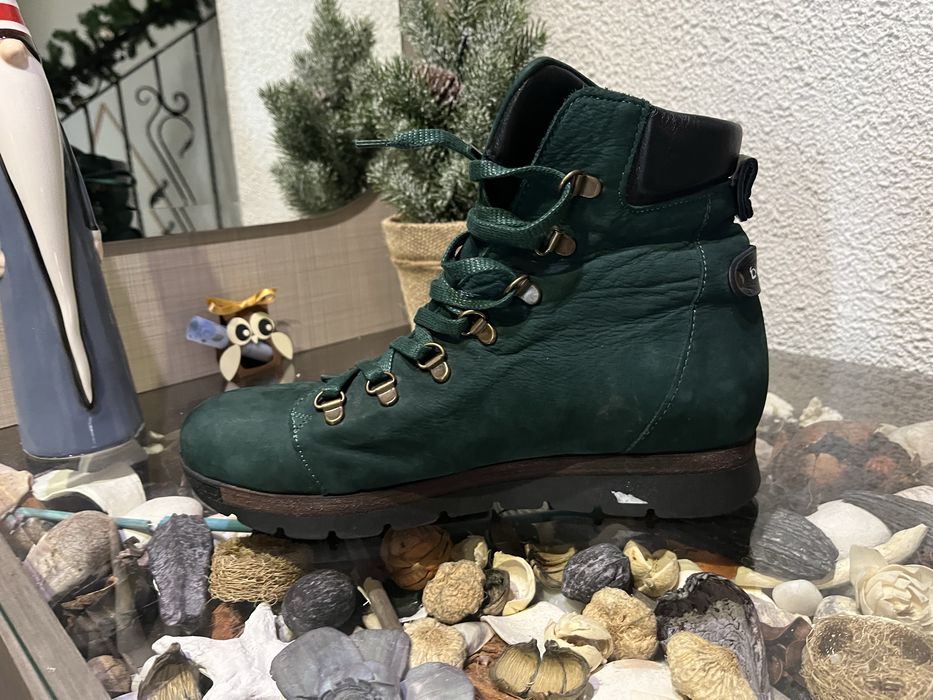 Зелени боти естествен велур