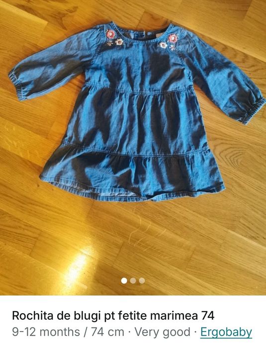 Rochita de blugi pentru fetite, marca  Ergobaby marimea 74