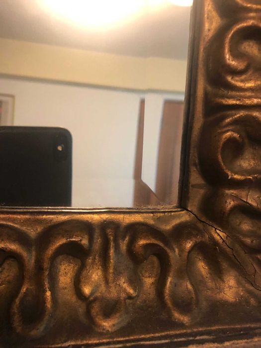 Rama tablou, cu oglinda cristal, foarte veche, vintage.