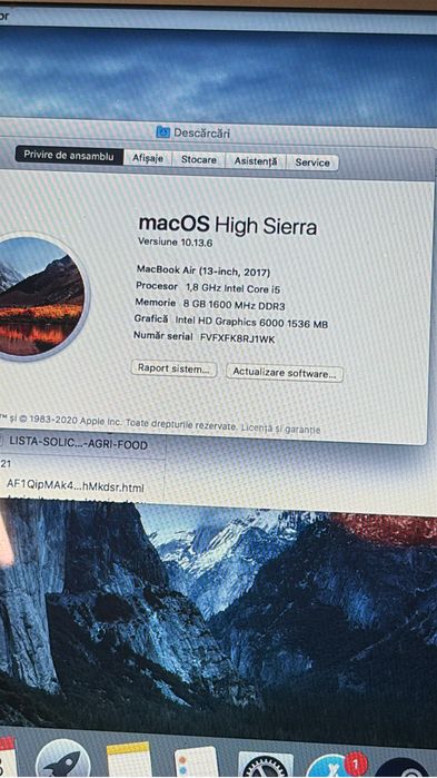 MacBook Air 13” (2017) - Laptop Apple Second Hand în Stare Foarte Bună