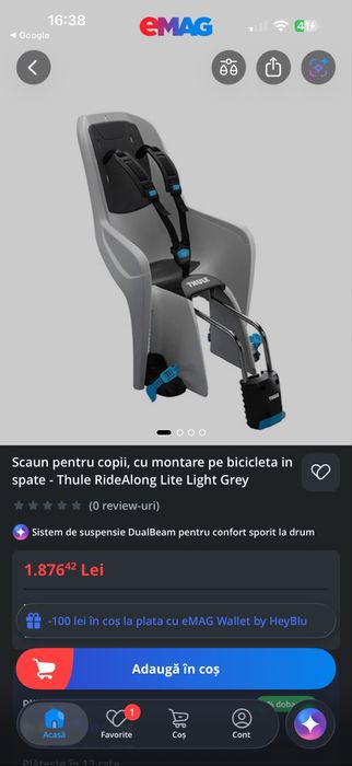 Scaun de bicicleta thule