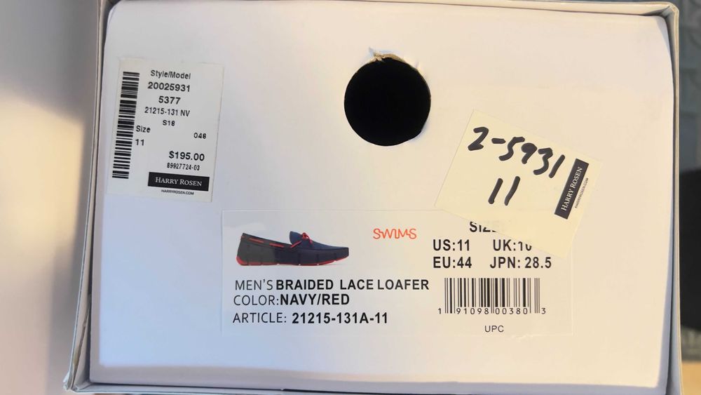 Pantofi SWIMS Braided Lace Loafer (US 11/EU 44) Navy/Red, noi