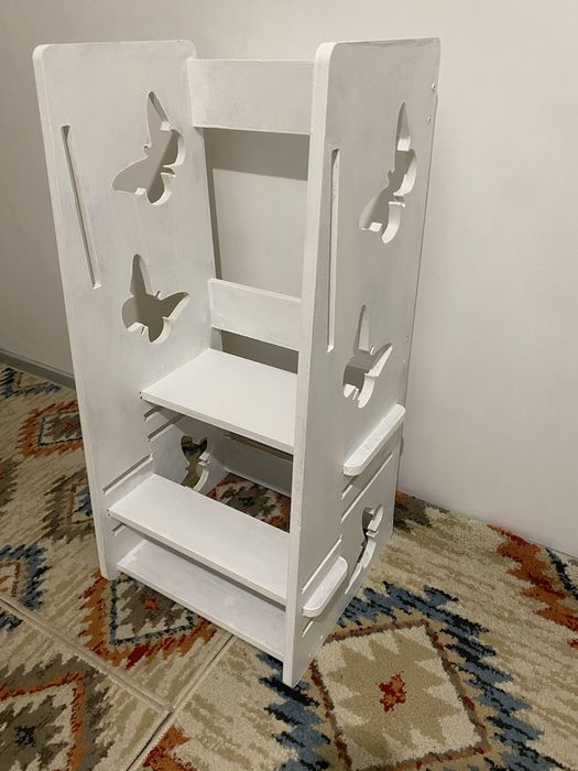 Turn de invatare - learning tower alb fluturasi