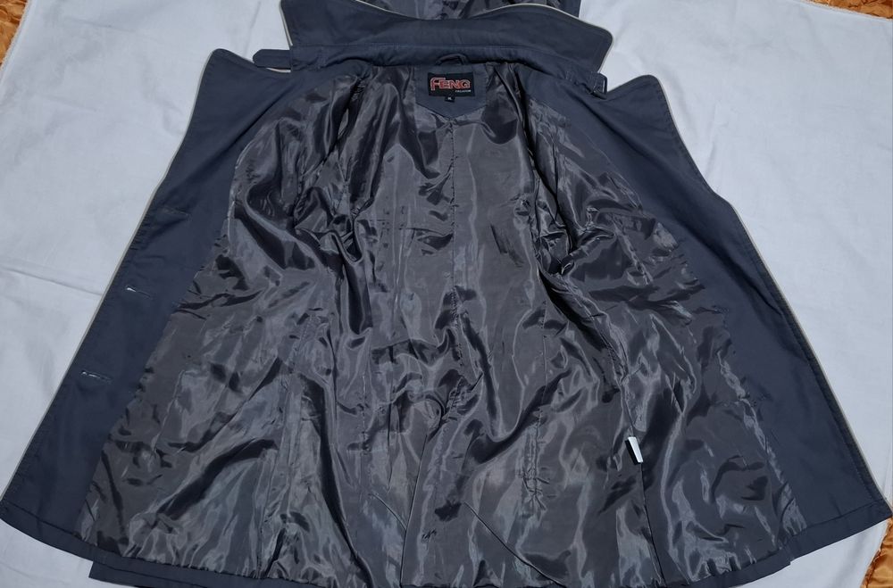 Haina / Trenci scurt, bumbac, gri, gluga detasabila si cordon