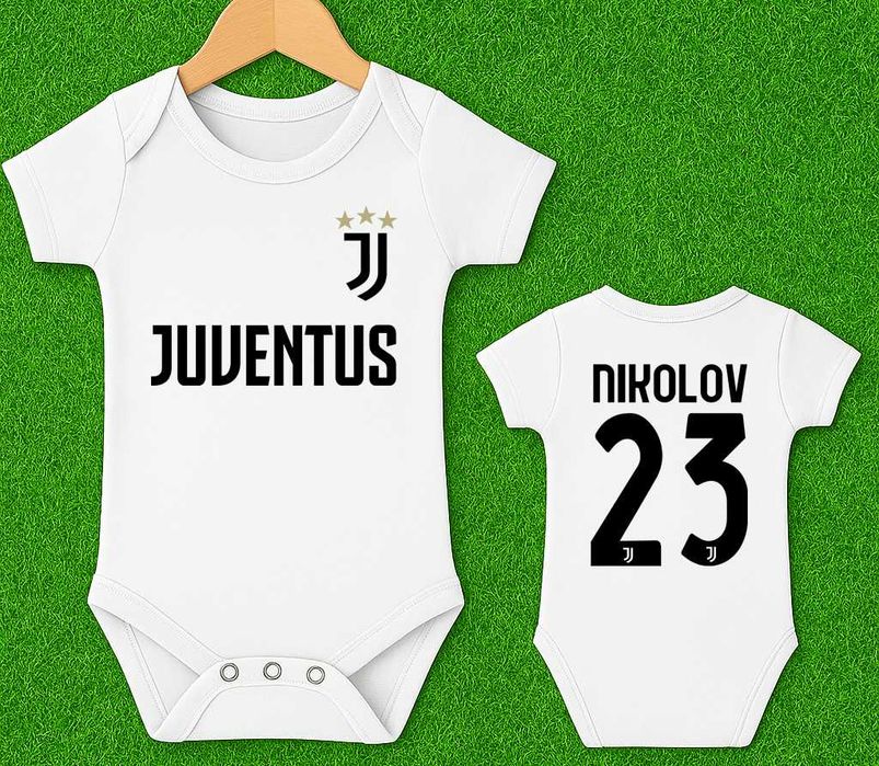 Бебешки бодита Liverpool Barcelona Milan Juventus ИМЕ и НОМЕР по избор