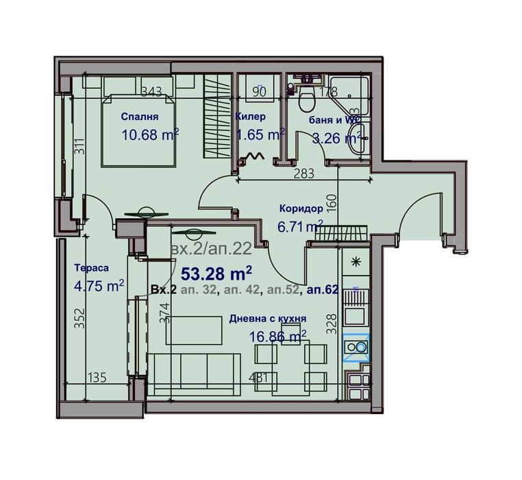 Продава се Двустаен апартамент в Варна, Младост 1 - 64 кв.м за 1048 €/кв.м - Снимка #11