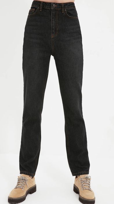 Дънки с висока талия Trendyol, тъмен деним