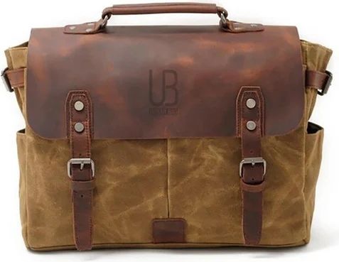 UrbanBag geantă de umăr din piele naturală și material textil cerat Urban Bag Zvolen – Maro