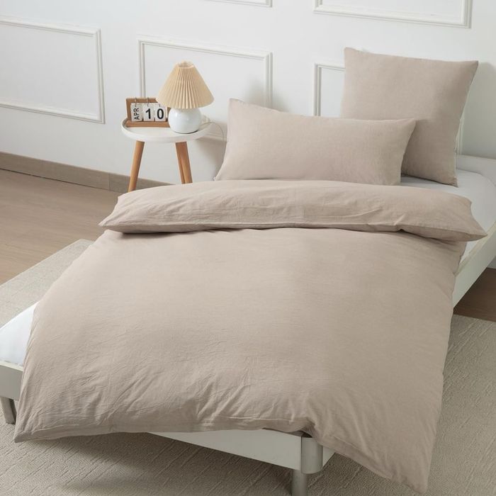 Lenjerie de pat NESTURE 155x220 din bumbac 100 %, soft washed, culoare bej
