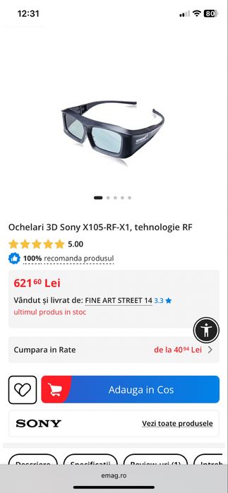 ochelari activi sony 3d