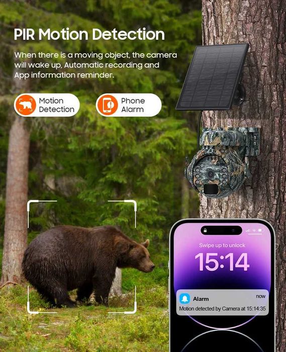 3MP 4G PTZ Охранителна Камера със слънчево захранване UBOX APP 360°