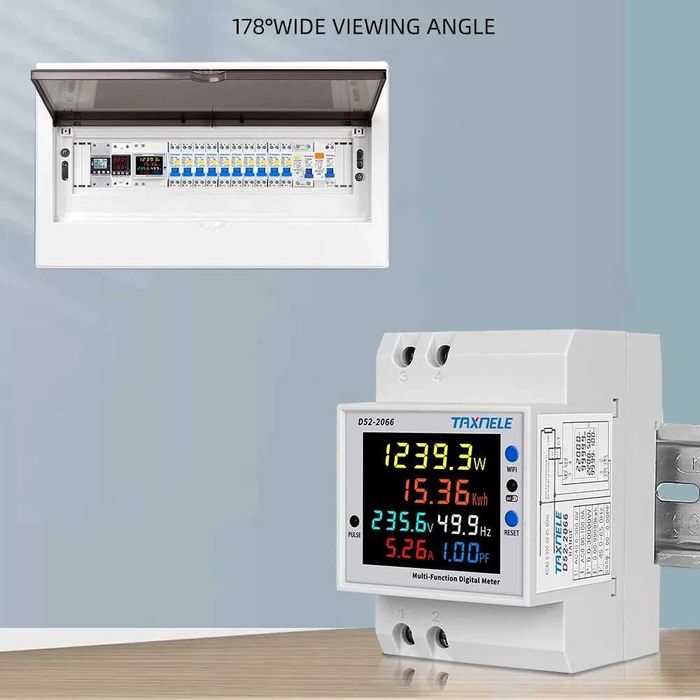Wi-Fi контролен електромер за DIN шина 100A, TUYA