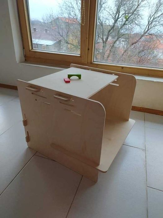 обучителна кула монтесори с три нива, столче и масичка 4 в 1