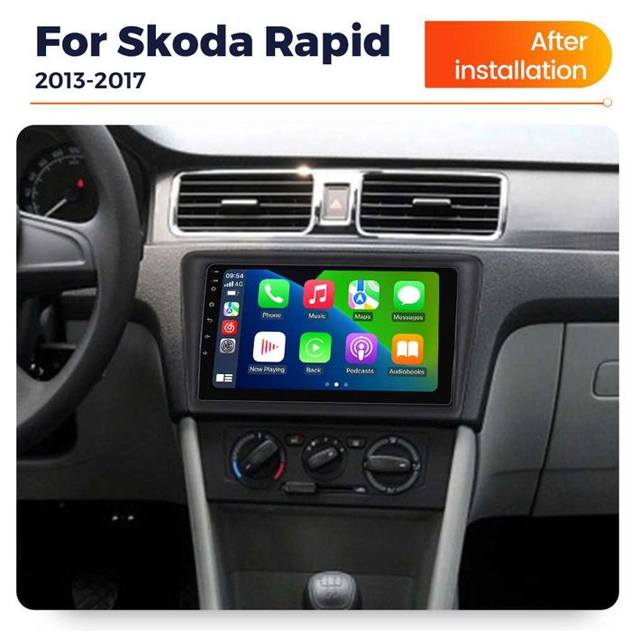Navigatie Android 14 SKODA RAPID / TOLEDO 1/8 Gb Waze CarPlay + CAMERA