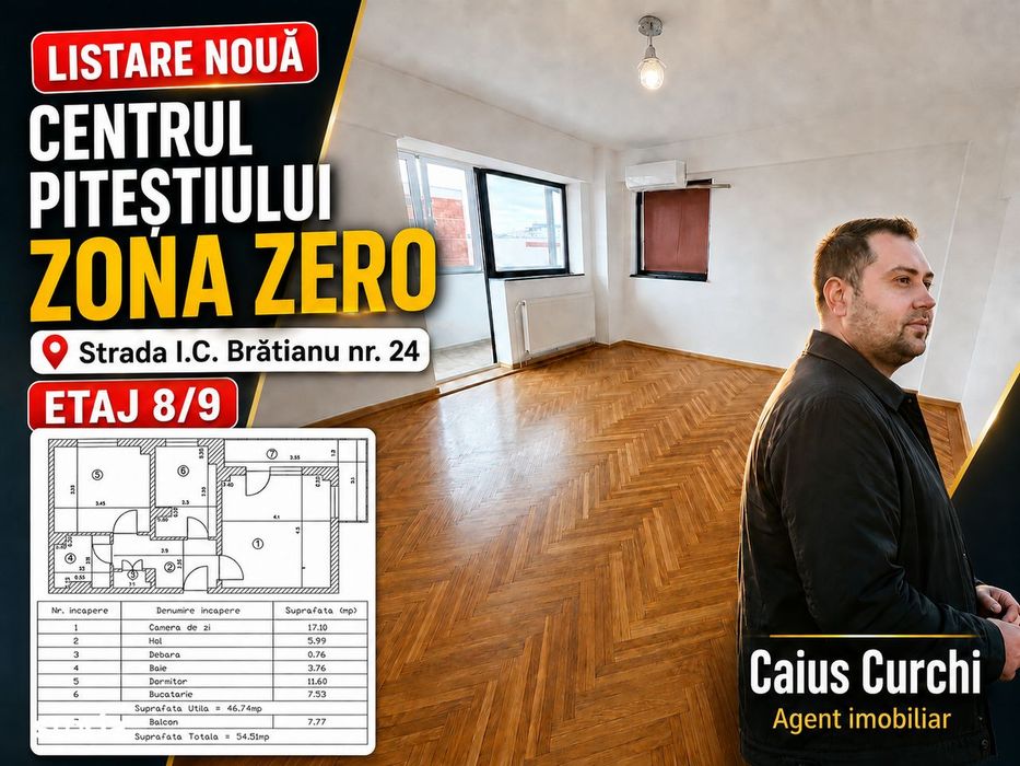 Apartament 2 Camere De Vânzare – Zona Zero, Centrul Piteștiului