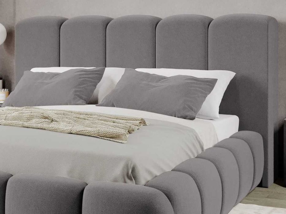 Pat Tapitat Noel Gri - Velluto 16 cu somiera rabatabila si lada